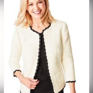 RSVP TAlLBOTS Scallop Trim Tweed Crop Jacket Sz 12